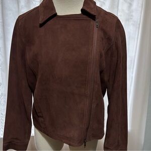 Eileen Fisher Suede Goat Leather in Nutmeg acemetrical Zipper Size S/P. NWT